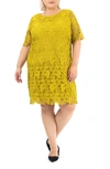 Nina Leonard Crochet Lace Sheath Dress In Moss