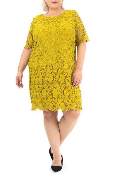 Nina Leonard Crochet Lace Sheath Dress In Moss