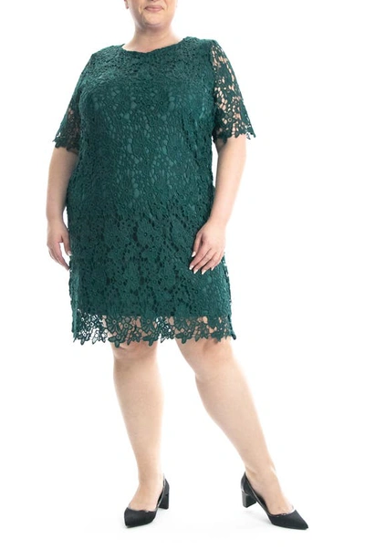 Nina Leonard Crochet Lace Sheath Dress In Rich Pine
