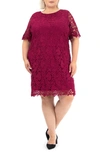 Nina Leonard Crochet Lace Sheath Dress In Sangria