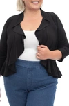 Nina Leonard Ruffle Trim Bolero Cardigan (plus Size In Black