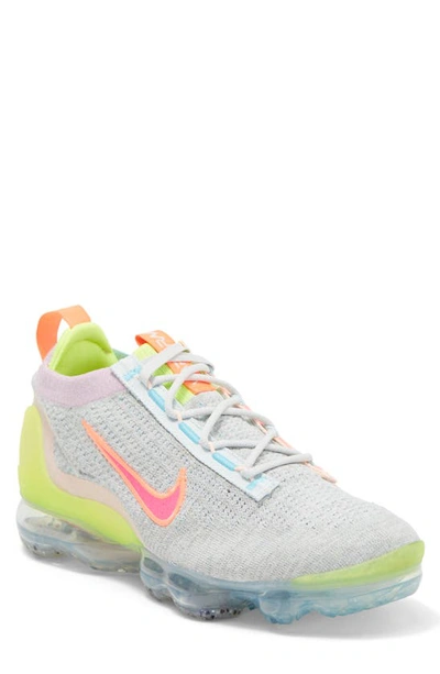 Nike Air Vapormax 2021 Fk Sneaker In Photon Dust/ Pink/ Mango/ Volt