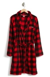 Calvin Klein Printed Robe In Red Plaid