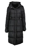 Noize Mara Belted Maxi Puffer Coat With Removable Hood In Black