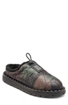 KARL LAGERFELD KARL LAGERFELD PARIS FAUX FUR LINED QUILTED NYLON CAMO SLIPPER