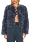 LAMARQUE Deora Feather Jacket in Smoked Blue