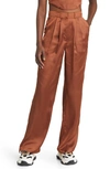 Noisy May Clarie High Waist Wide Leg Satin Pants In Cappuccino