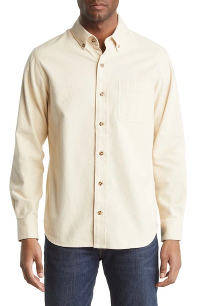 Schott Heather Flannel Long Sleeve Button-up Shirt In Oatmeal