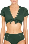 Robin Piccone Amy Crop Bikini Top In Bonsai