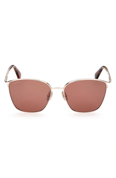 Max Mara 55mm Aviator Sunglasses In Red Havana / Brown