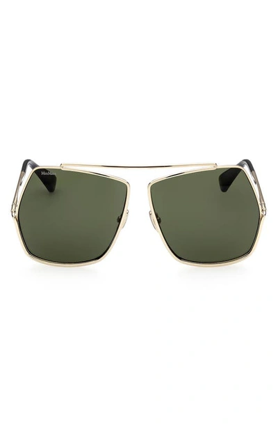 Max Mara 64mm Geometric Sunglasses In Shiny Gunmetal / Smoke