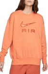 Nike Sportswear Air Fleece Crewneck Sweatshirt In Orange Trance/mantra Orange