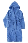 Tekla Organic Cotton Hooded Bathrobe In Clear Blue