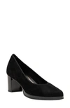 Ara Block Heel Pump In Black Suede