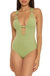 Becca Color Code Plunge One-piece Swimsuit In Green