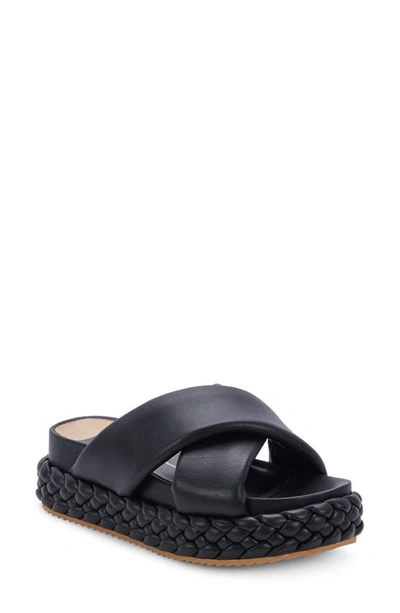 Dolce Vita Women's Blume Criss-cross Braided Platform Footbed Slide Sandals In Black