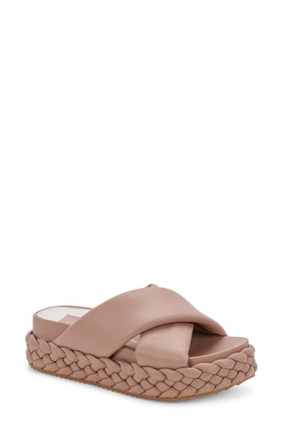Dolce Vita Women's Blume Criss-cross Braided Platform Footbed Slide Sandals Women's Shoes In Brown