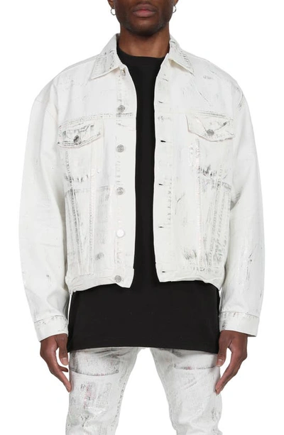 Purple Brand White X-ray Iridescent Bomber Jacket In Iridescent Wave Foil
