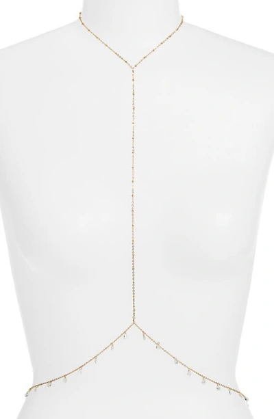 Vidakush Dainty Drop Charm Body Chain In Gold