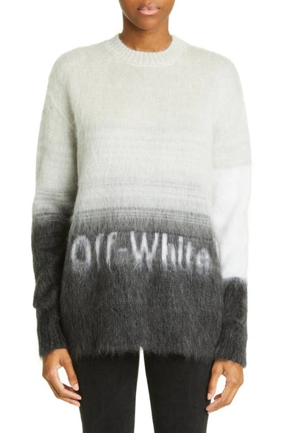 Off-white Mohair Helvetica Logo Wool Blend Sweater In Black