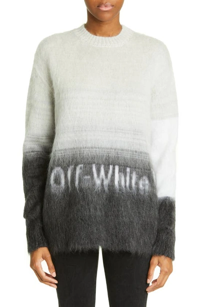 Off-white Mohair Helvetica Logo Wool Blend Sweater In Black White