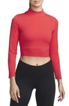 Nike Dri-fit Luxe Long Sleeve Crop Top In Red