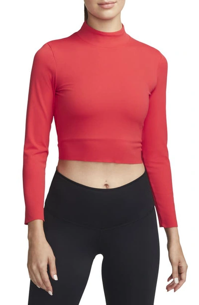 Nike Dri-fit Luxe Long Sleeve Crop Top In University Red