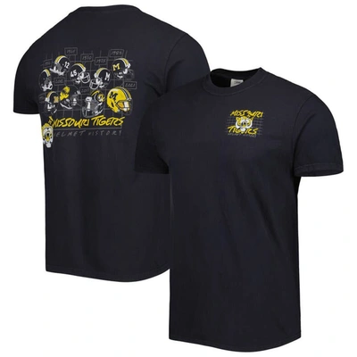 IMAGE ONE BLACK MISSOURI TIGERS VAULT HELMET HISTORY COMFORT T-SHIRT