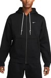 Nike Solo Swoosh Cotton Blend Zip Hoodie In Black,white