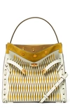 Tory Burch Lee Radziwill Cutout Leather Double Bag In Optic White