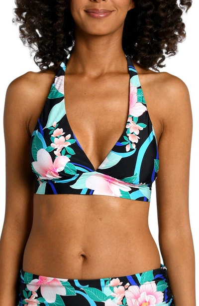 La Blanca Nightfall Banded Halter Bikini Top In Black