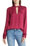 Paige Ceres Twist Neck Satin Blouse In Red