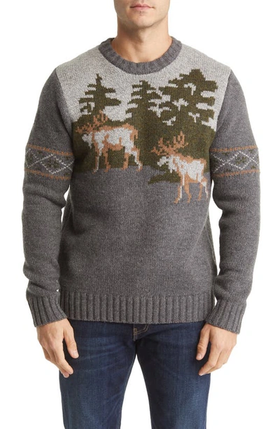 Schott Moose Heavyweight Wool Blend Sweater In Dark Grey ModeSens