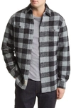 Schott Buffalo Check Heavyweight Flannel Button-up Shirt In Grey