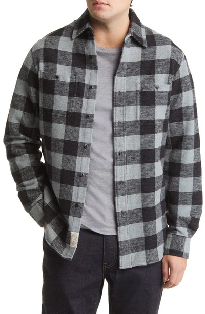 Schott Buffalo Check Heavyweight Flannel Button-up Shirt In Grey