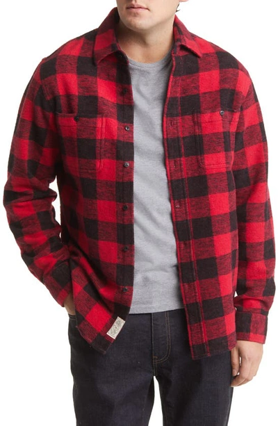 Schott Buffalo Check Heavyweight Flannel Button-up Shirt In Red