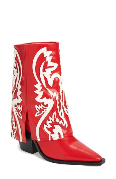 Azalea Wang Esperanza Faux Leather Boot In Red + White