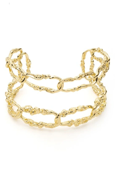 Alexis Bittar Brut Link Double Cuff Bracelet In Gold