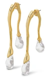 Alexis Bittar Lucite Front Back Double Drop Earrings In Gold/clear