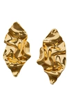 Alexis Bittar Crumpled Gold Large Post Earrings