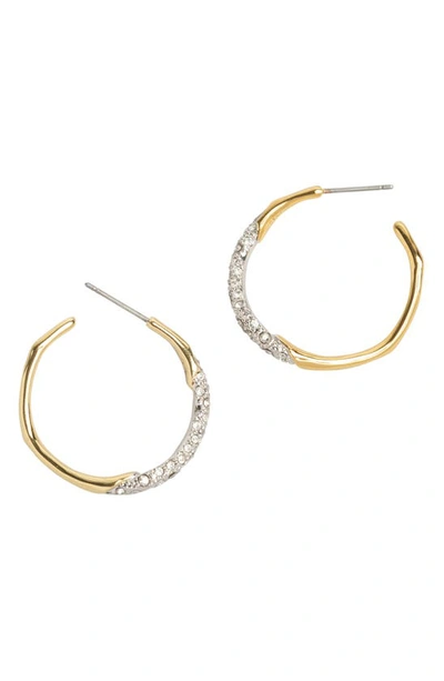 Alexis Bittar Two Tone Pave Hoop Earrings In Silver/gold