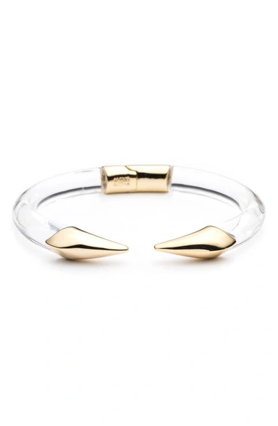 Alexis Bittar Mirrored Pyramid Brake Hinge Bracelet In White/gold