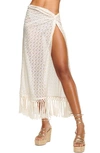 Ramy Brook Gaia Fringe Midi Skirt In White Zigzag