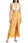 Ramy Brook Gaia Metallic Cover-up Maxi Skirt In Sunrise Zigzag