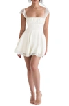House Of Cb Kaia Lace Trim Fit & Flare Minidress In Ivory
