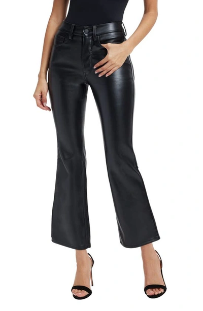 Good American Good Legs Crop Faux Leather Mini Bootcut Trousers In Black001