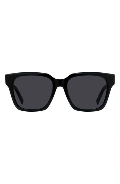 Givenchy 56mm Day Square Sunglasses In Shiny Black / Smoke
