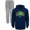 OUTERSTUFF TODDLER COLLEGE NAVY/HEATHER GRAY SEATTLE SEAHAWKS DOUBLE-UP PULLOVER HOODIE & PANTS SET