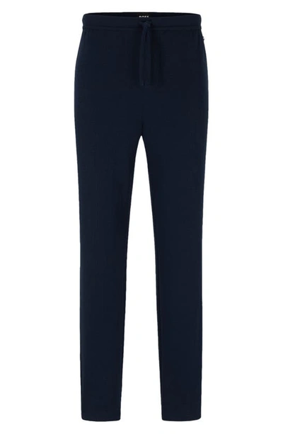 Hugo Boss Waffle Cotton Blend Pajama Pants In Dark Blue