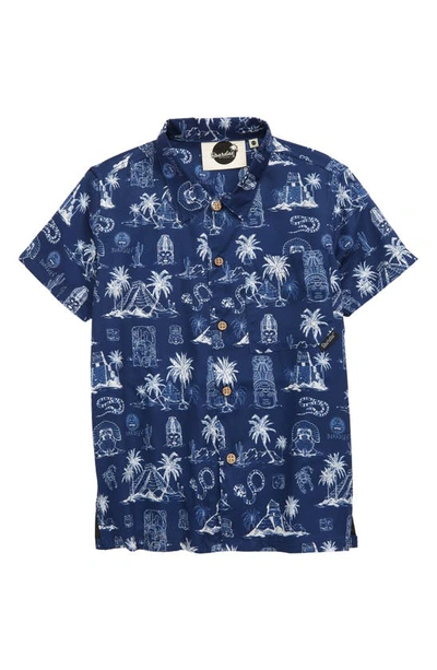 Boardies Kids' Tulum Print Button-up Shirt In Blue